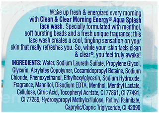 Clean & Clear Morning Energy Aqua Splash With Colling Menthol Face Wash 100Ml